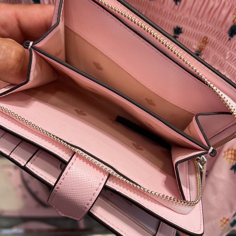 Kate Spade Staci Medium Pineapple Compact Bifold Wallet Pink Multi - Picture 10 of 16